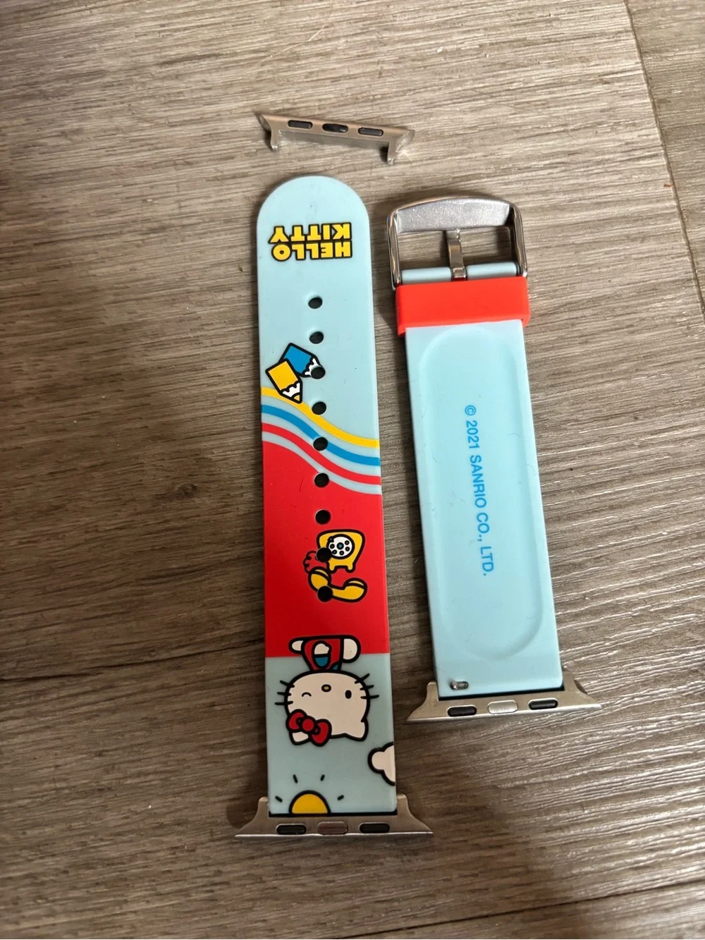 Sanrio Hello Kitty Light Blue and Red Silicone Apple Watch SE Band